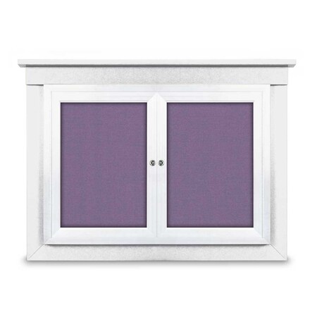 United Visual Products 60"x36" 2-Door Enclosed Letterboard, Header, Grey Felt/Lt Oak UV2625HD-LTOAK-GREY